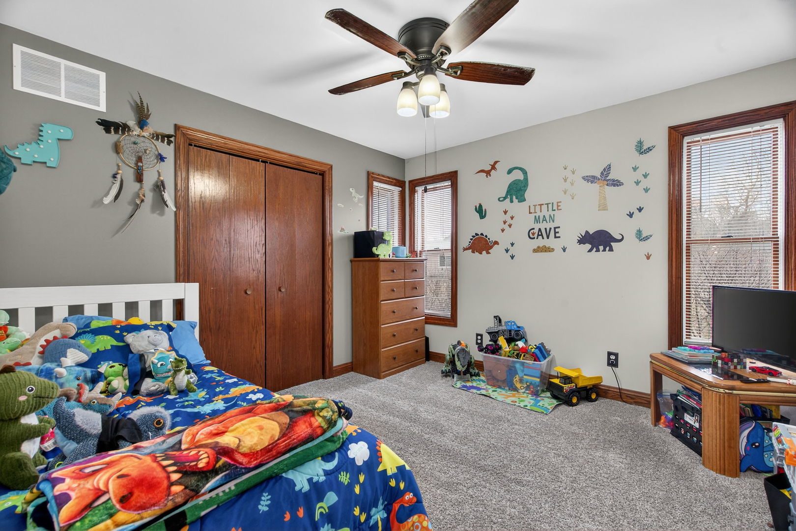 1707 North 2479th Road Ottawa, IL 61350 - Photo 15 of 30 a bedroom with bed and a chandelier