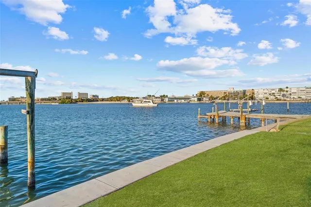 a view of a lake with outdoor space