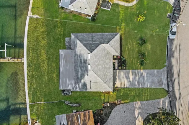 an aerial view of a house