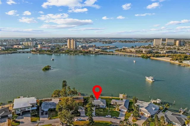 a view of a lake and a city