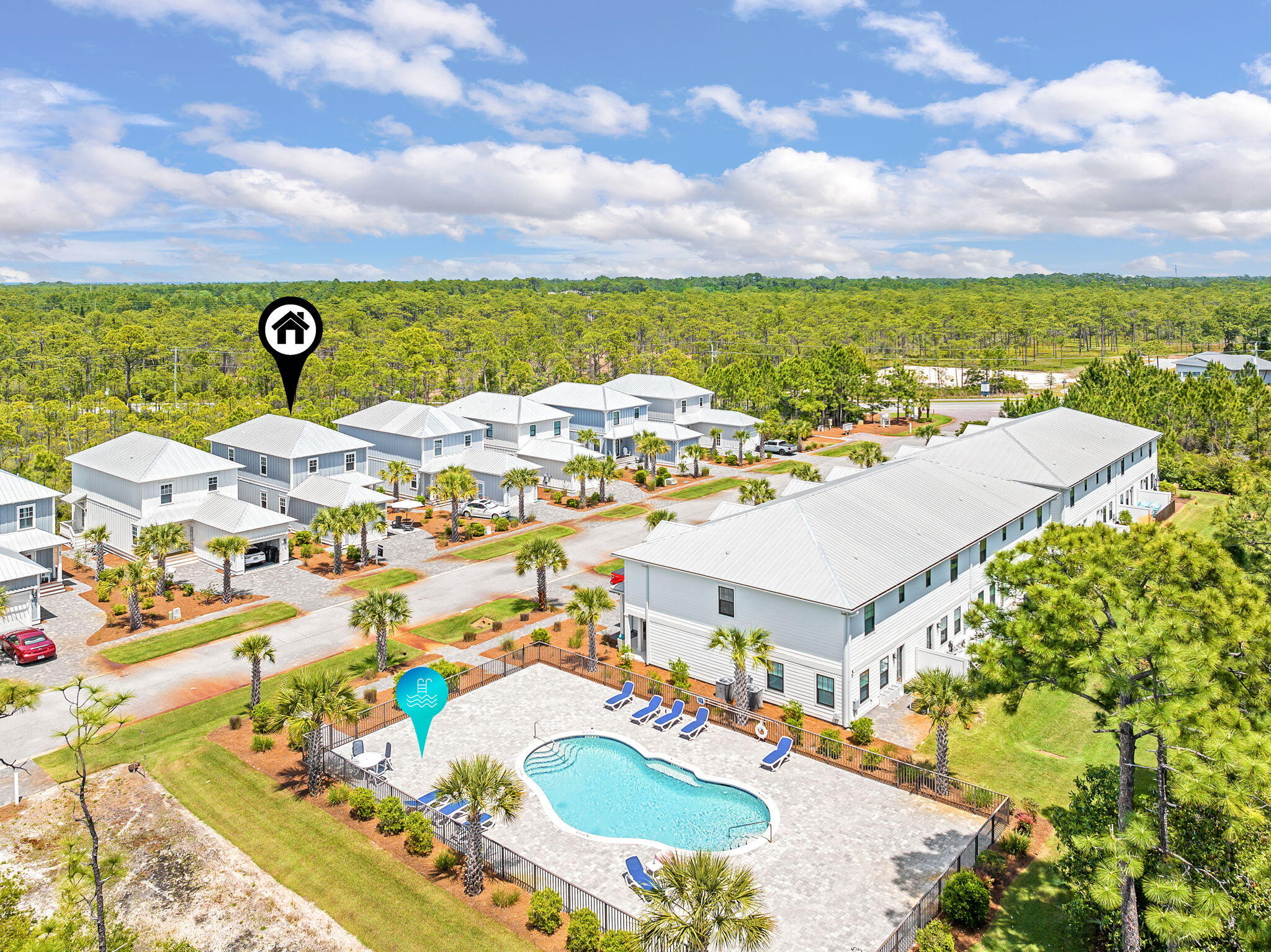 74 Heron's Crossing Santa Rosa Beach, FL 32459 - Photo 29 of 41 an aerial view of residential houses with outdoor space