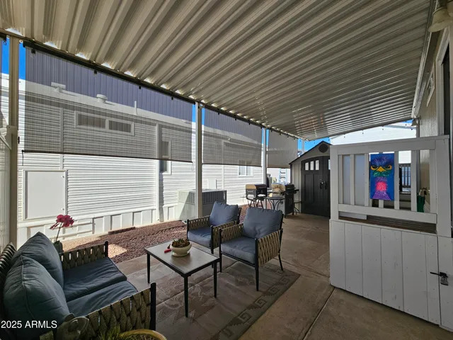 a outdoor living space with furniture