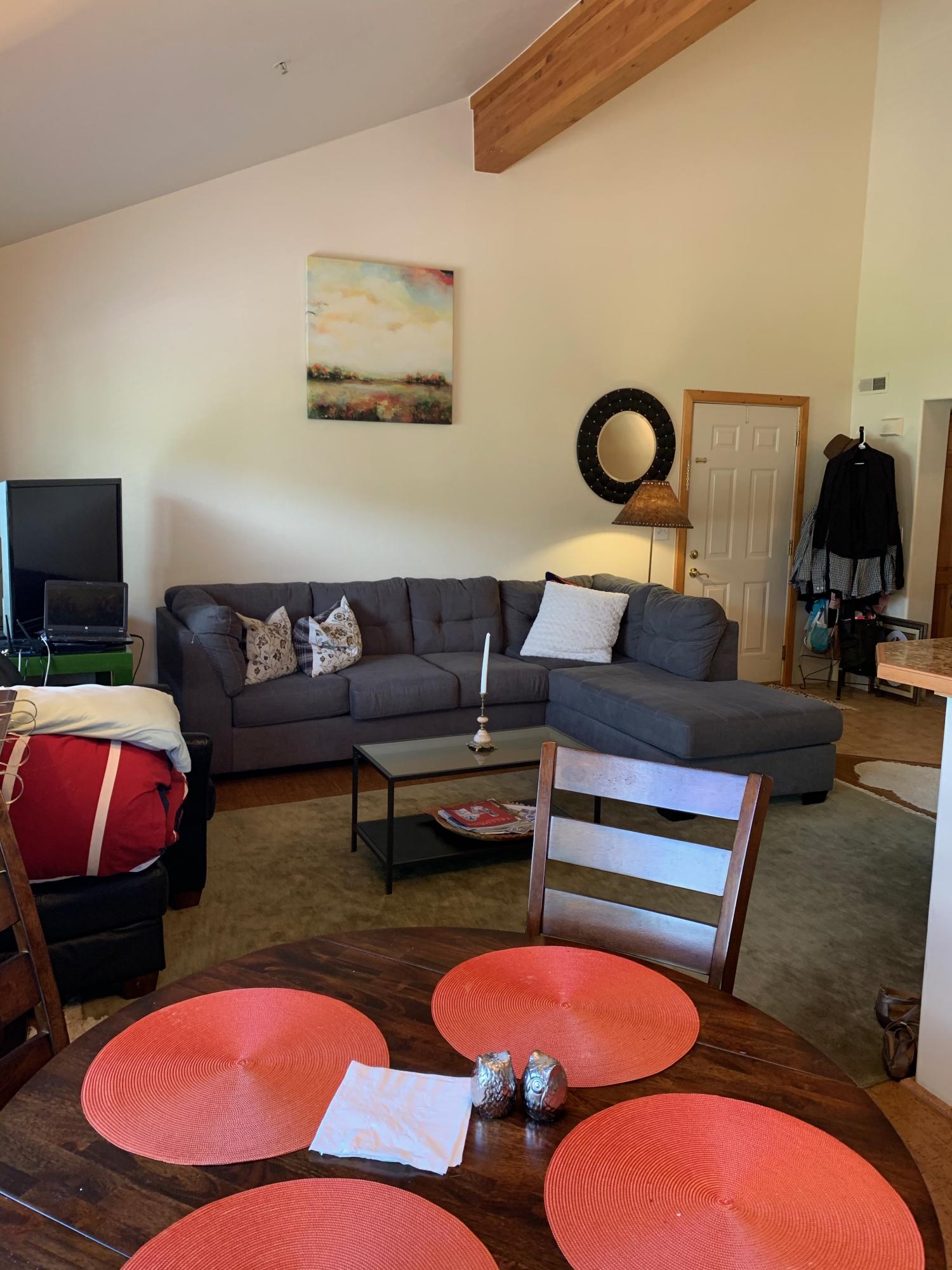 323 Adams Ranch Road, Unit 5B Mountain Village, CO 81435 - Photo 9 of 30 a living room with furniture a rug and a lamp