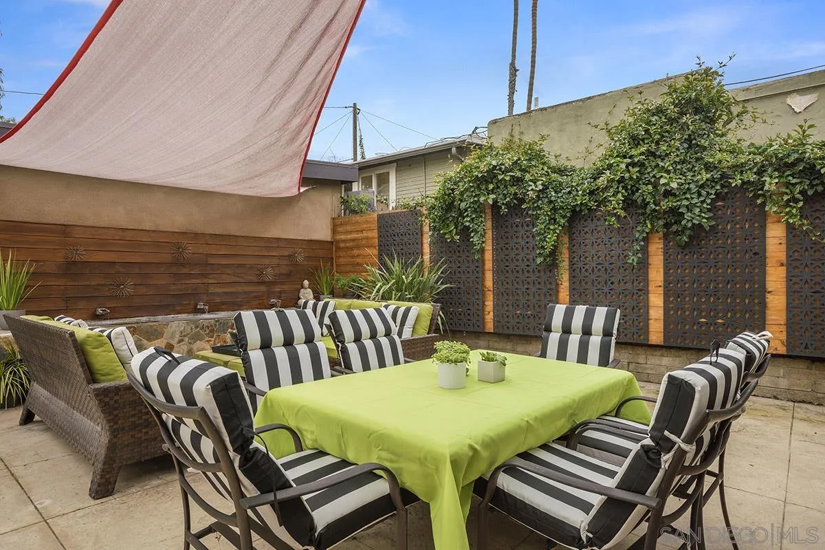 3433 Alabama Street San Diego, CA 92104 - Photo 41 of 58 a view of a patio with table and chairs under an umbrella