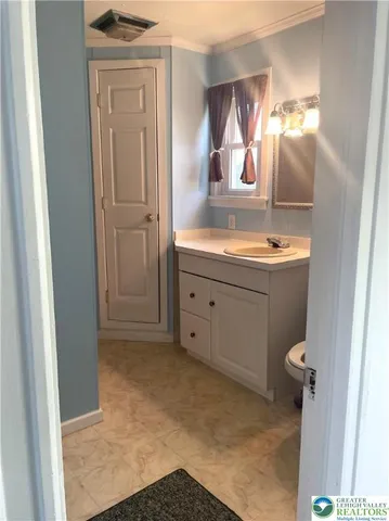 a bathroom with a sink a mirror and a toilet