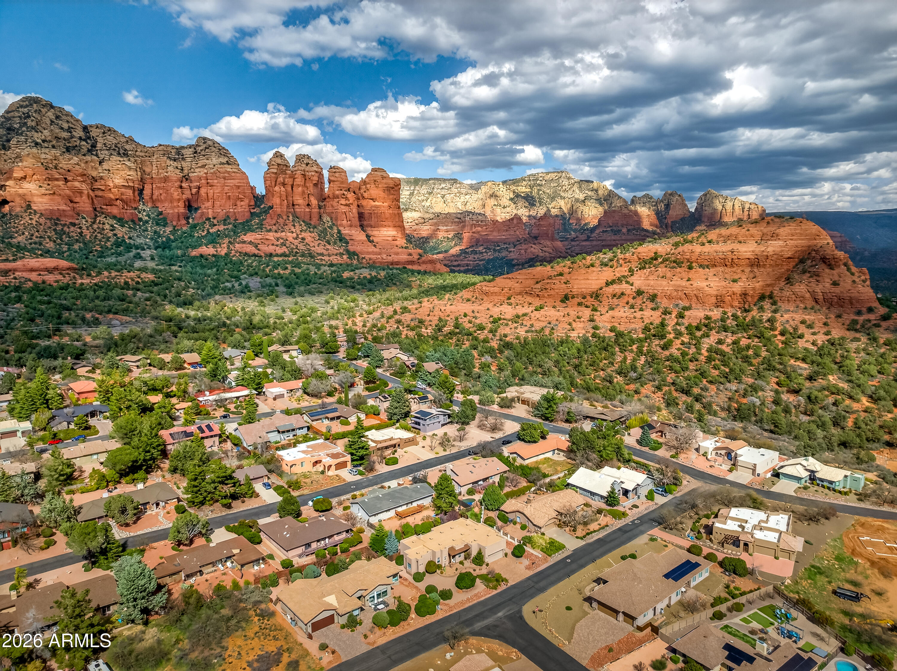 2215 Lariat Road Sedona, AZ 86336 - Photo 44 of 45 an aerial view of residential houses with city view