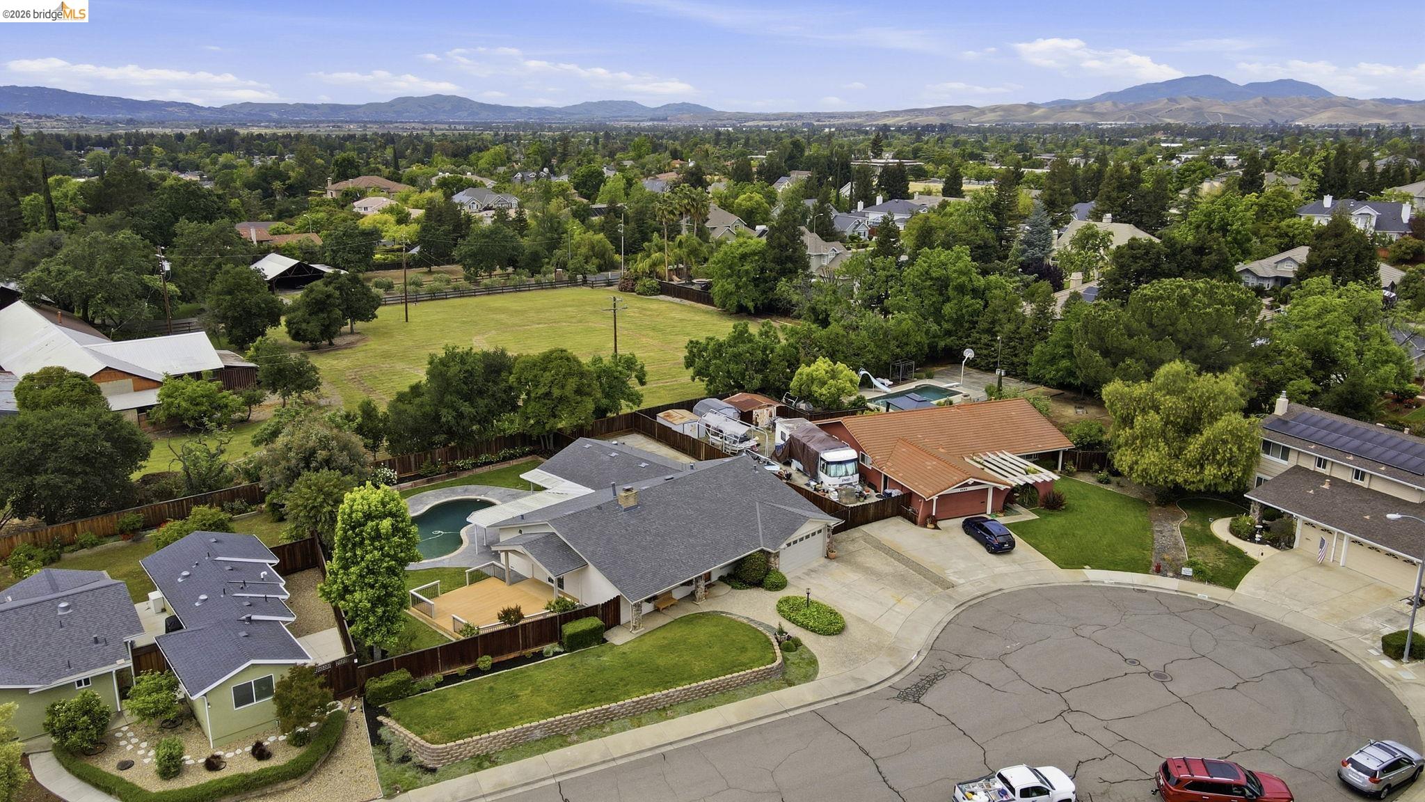 2438 Merritt Place Livermore, CA 94550 - Photo 60 of 64 an aerial view of residential houses with outdoor space and river