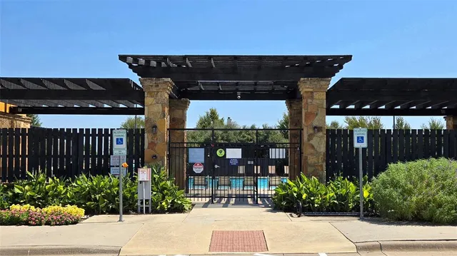 a view of a building with a bench