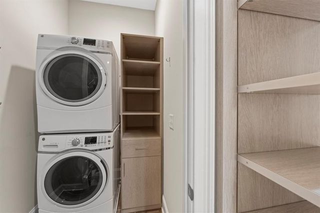 a view of a room with racks on the wall