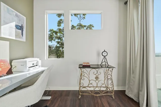 a view of a balcony with lake view and mountain view