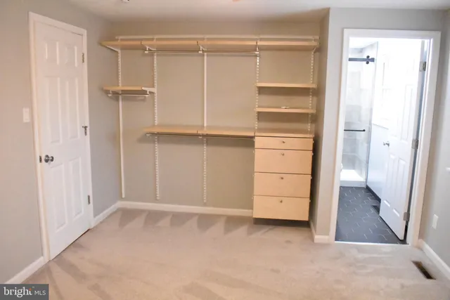 a view of an empty walk in closet