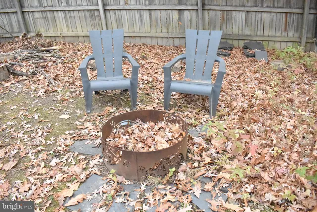 a view of a bench in the patio