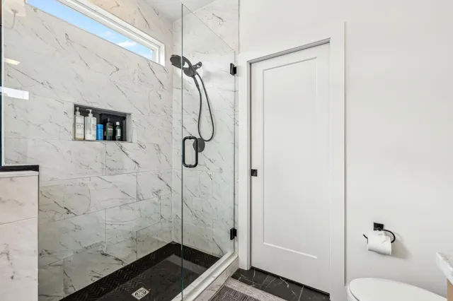 a bathroom with a shower