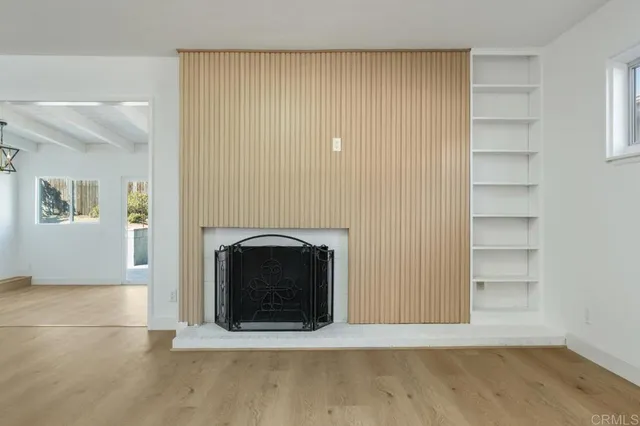 a view of a livingroom with a fireplace