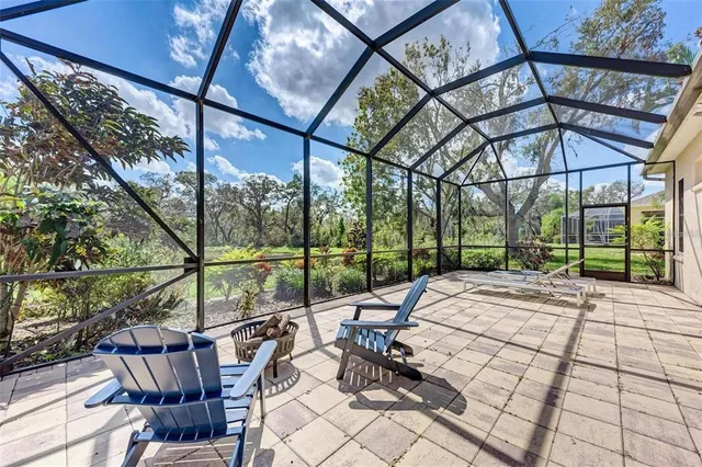 a building outdoor space with seating space