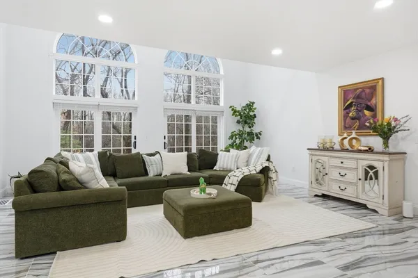 a living room with furniture