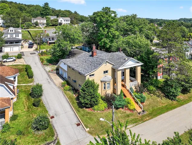 an aerial view of a house