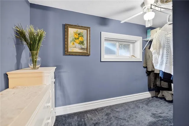 a view of an entryway with a flower pot and a bookshelf