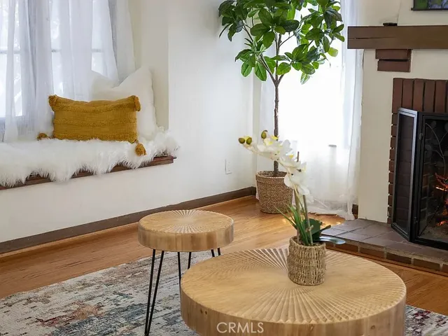 a dining room with wooden floor