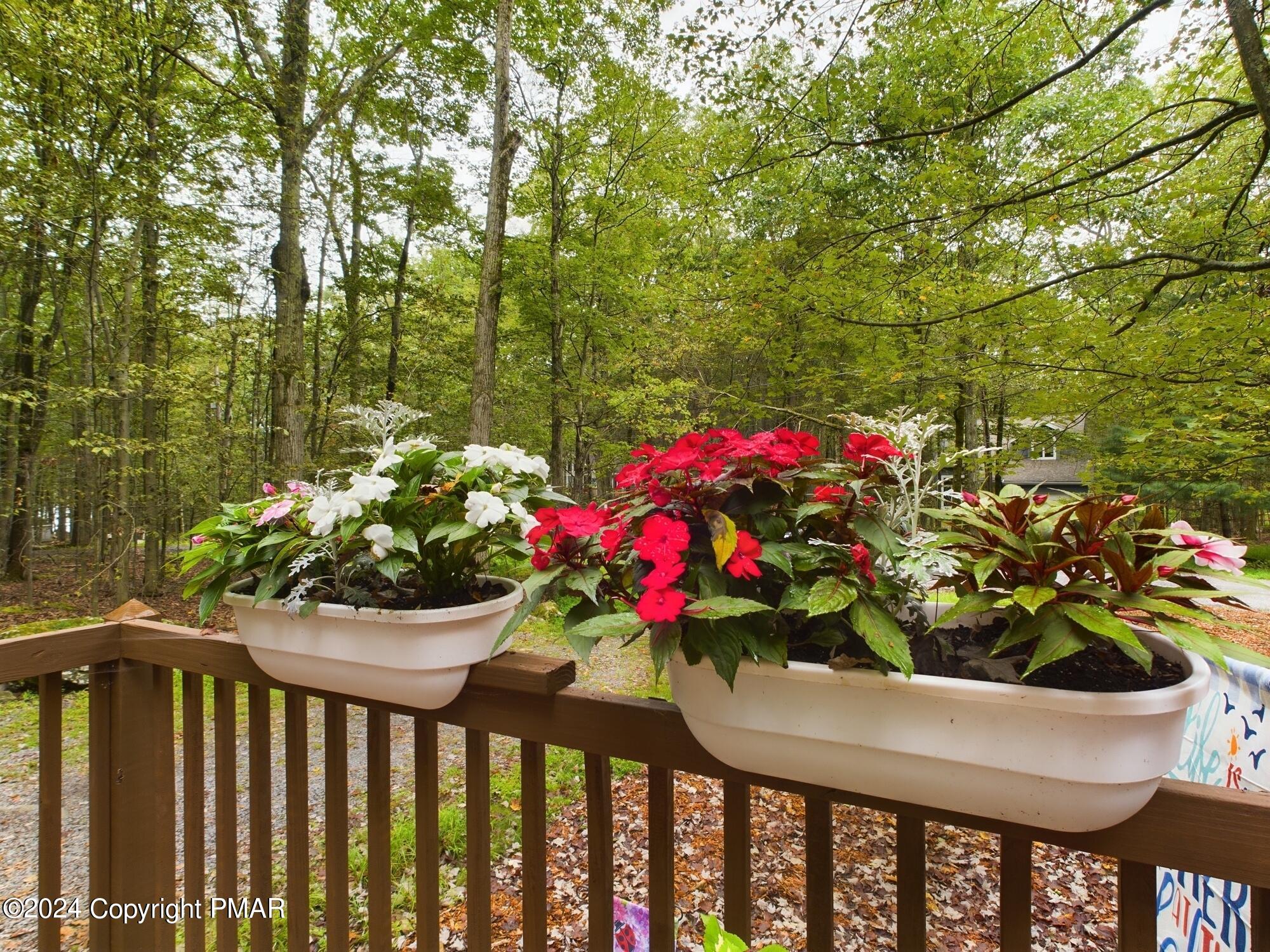 1245 Ranger Trail Pocono Lake, PA 18347 - Photo 4 of 59 a view of a porch with a flower in a garden