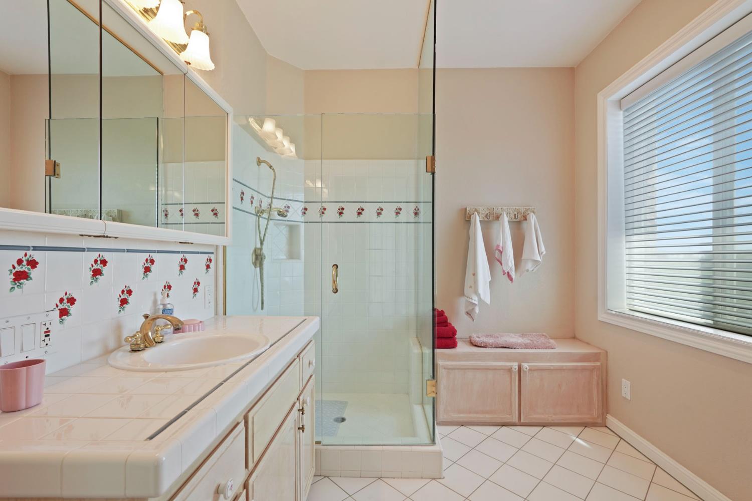 21649 Des Moines Road Acampo, CA 95220 - Photo 21 of 34 a bathroom with a granite countertop sink a toilet and shower