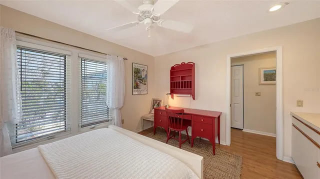 a view of a lake with a city