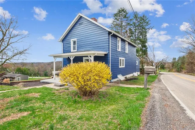 an aerial view of green landscape with trees all around