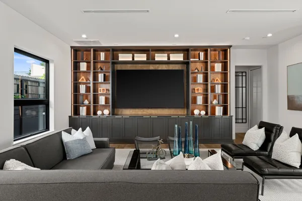 a living room with furniture