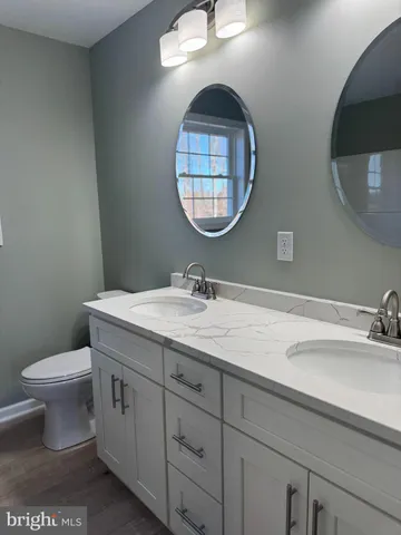 a bathroom with a toilet a sink and a mirror
