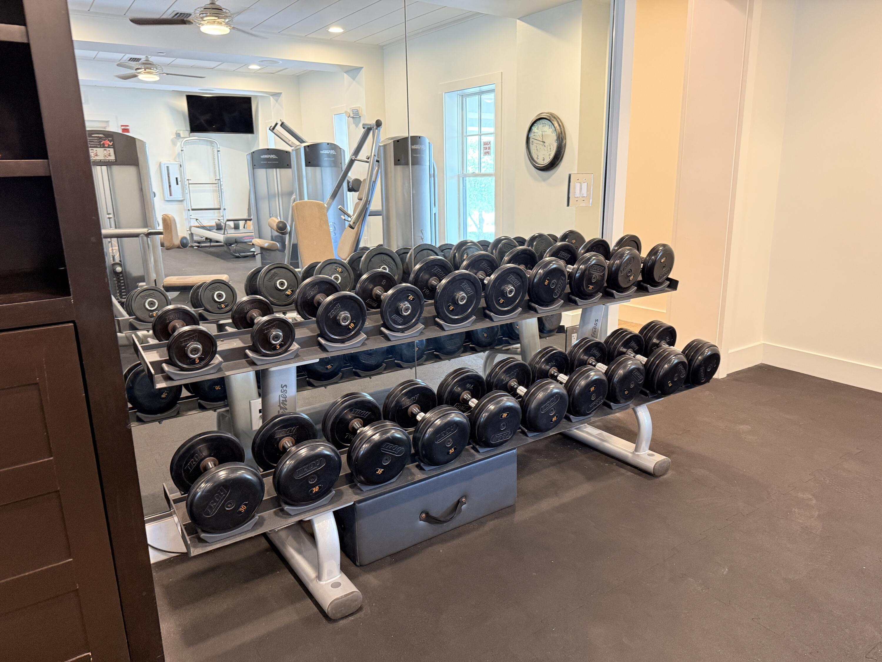 32461 East County Highway 30A, Unit 104 Inlet Beach, FL 32461 - Photo 67 of 97 a room with gym equipment and a mirror
