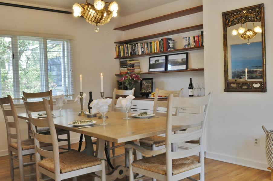 460 Pimiento Lane Montecito, CA 93108 - Photo 3 of 22 a view of a dining room with furniture a chandelier and a window