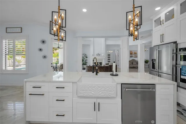 a spacious bathroom with a double vanity sink and a mirror