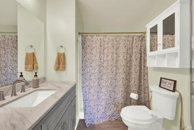 a backyard of a house with seating space