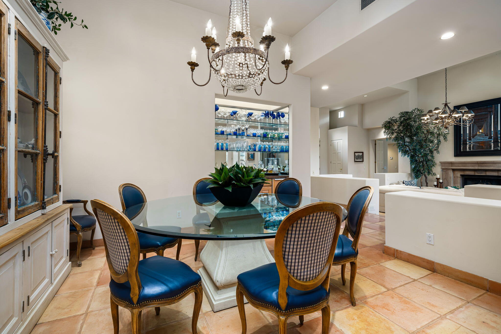 45595 Apache Road Indian Wells, CA 92210 - Photo 18 of 58 a view of a dining room with furniture and chandelier