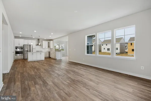 a view of large windows in a room