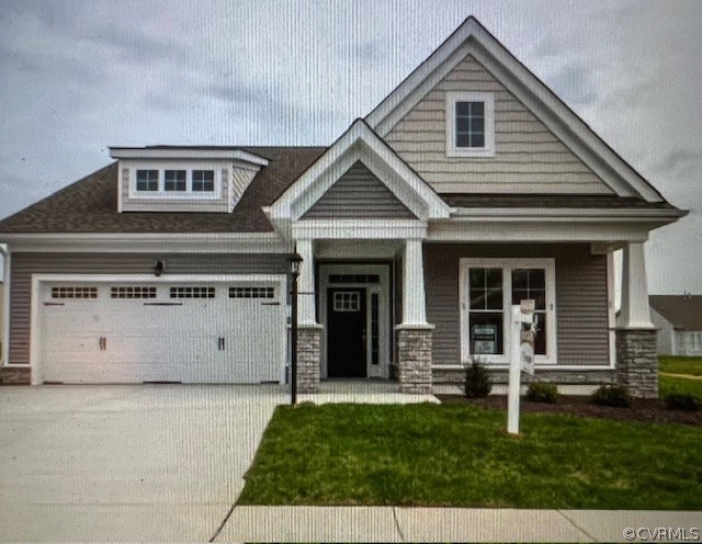 7411 Indian River Run Henrico, VA 23231 - Photo 1 of 17 Craftsman-style house with a garage, a front lawn,