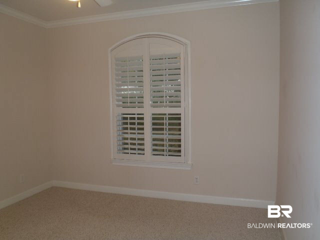 107 Chestnut Ridge Fairhope, AL 36532 - Photo 18 of 20 Plantation shutters in bedroom with arched window.