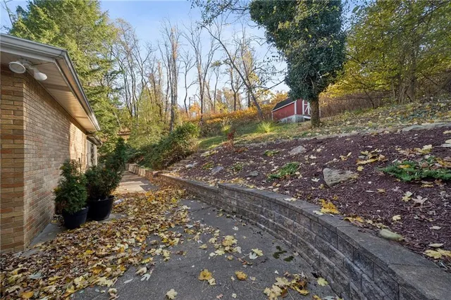 a backyard of a house with lots of green space