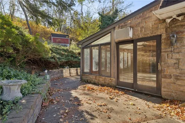 a backyard of a house with lots of green space