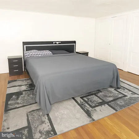 a close up of a bed