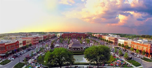 a view of a swimming pool with a yard and plants