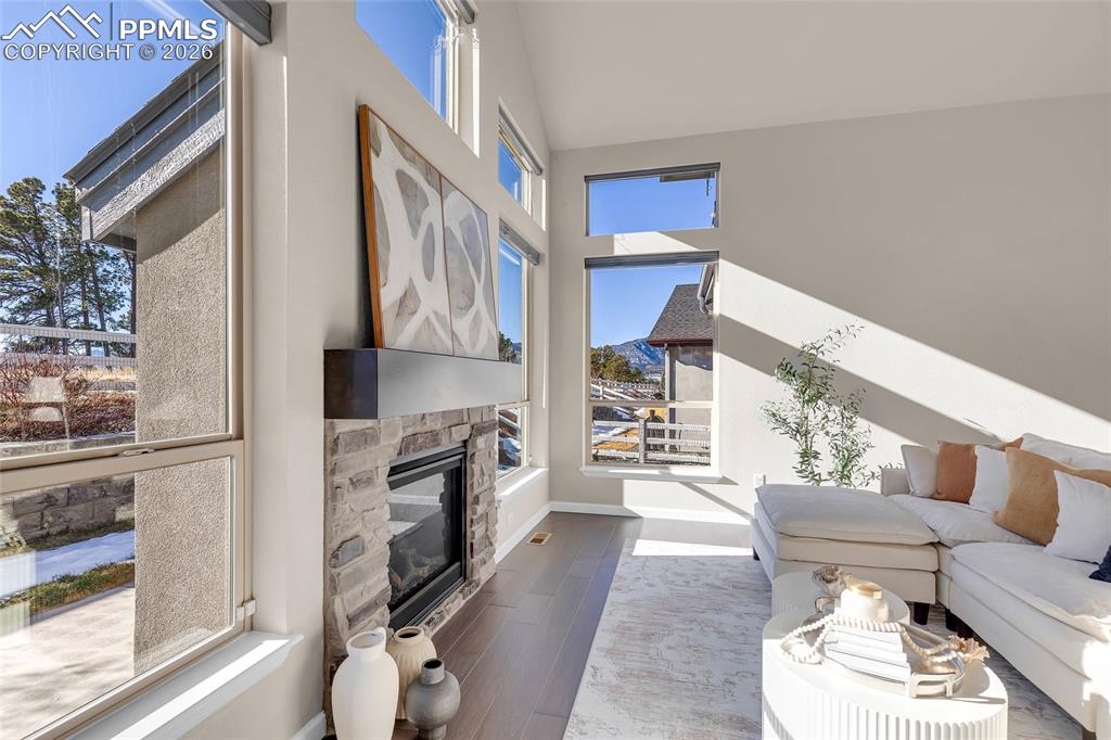 11830 Alydar Loop Colorado Springs, CO 80921 - Photo 6 of 37 a living room with furniture and a fireplace