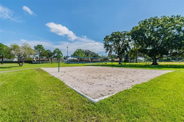 a view of a park with slide