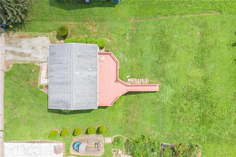 133 Old Ridge Road Coraopolis, PA 15108 - Photo 22 of 23 This aerial view showcases the expansive deck with walk way to the yard.