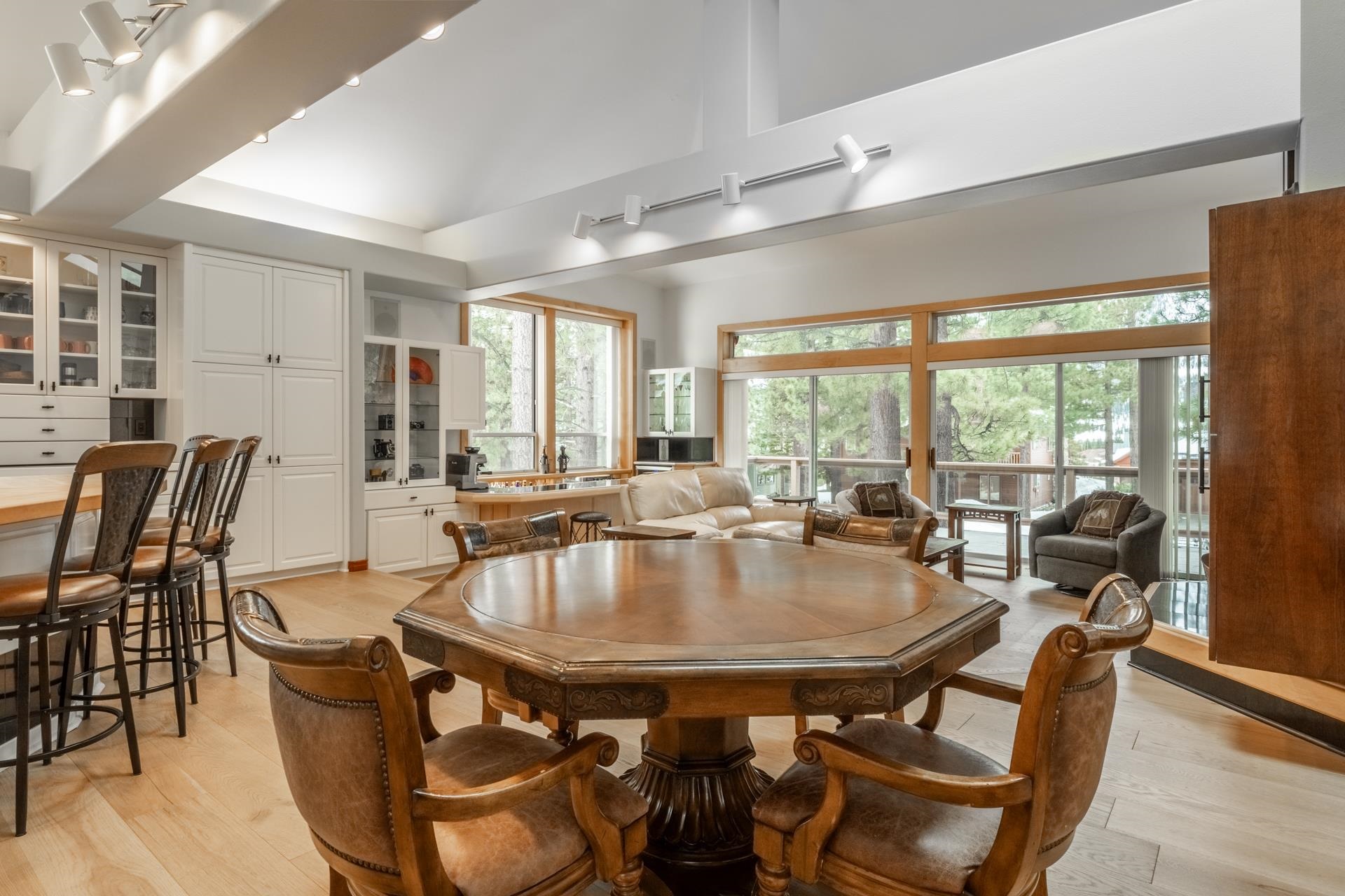 244 Ridge Way Mammoth Lakes, CA 93546 - Photo 15 of 49 Dining space with rail lighting and light wood-type flooring