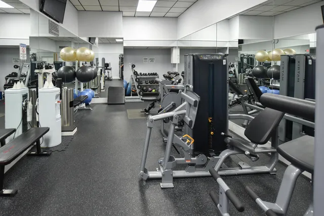 a view of a room with gym equipment