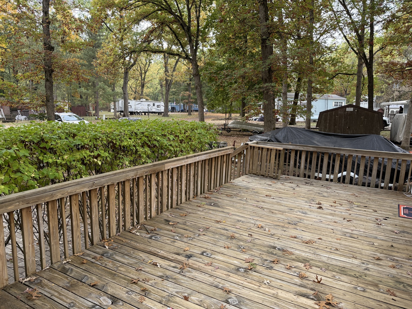 1-108 Woodhaven Lakes Sublette, IL 61367 - Photo 3 of 17 a view of deck with wooden floor and fence