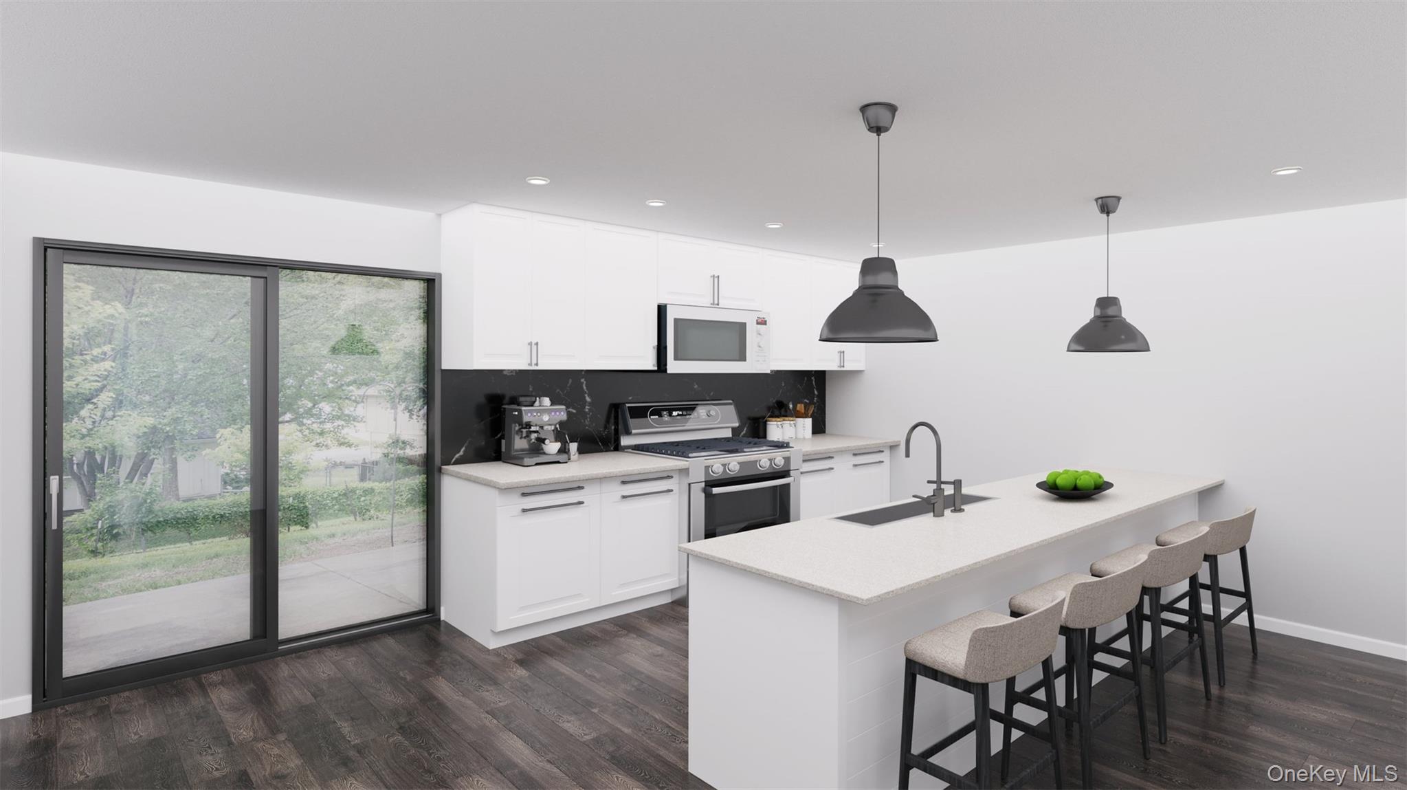 108 Beach Road Wading River, NY 11792 - Photo 5 of 6 a kitchen with stainless steel appliances a dining table chairs and a wooden floor