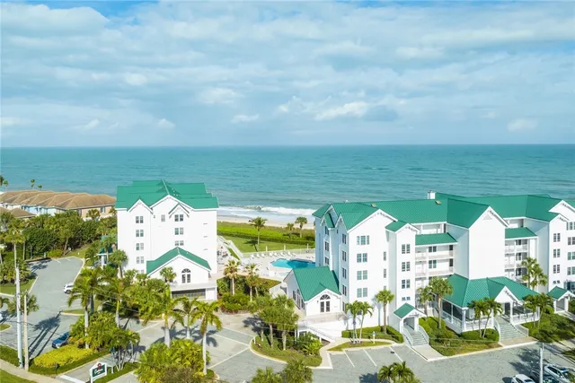 a view of a city with lawn chairs