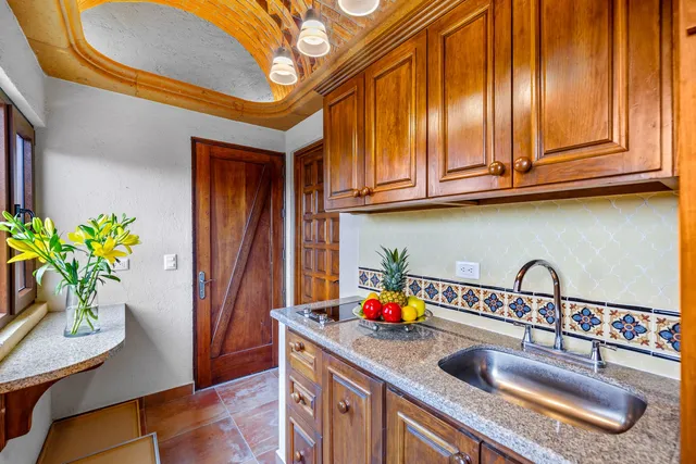 a view of a garden with a bench